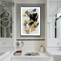 Art House High-end Crystal Porcelain Painting Modern Minimalist Bedroom Abstract Flow Gold Decoration Painting Clubhouse Living Room Bedroom Hanging Painting