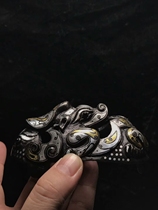 Warring states domineering copper wrong gold and silver beast buckle inlaid real 24k gold real silver 