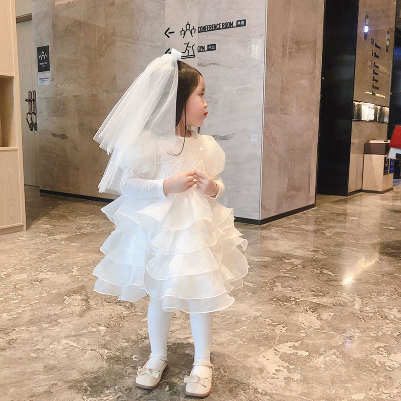 Girl Ocean Dress Spring Summer Baby White Flowers Children Birthday Roleta Senior Sensation Gown Super Fairy Skirt Princess Dress