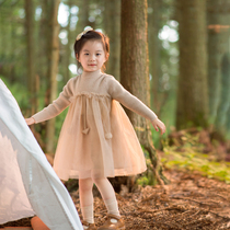 Girls skirt autumn and winter long-sleeved knitted baby red skirt Western style Halloween New Year princess skirt childrens dress