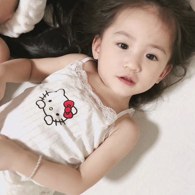 Children's pajamas summer thin girls air-conditioning clothes kids cute super cute baby breathing pajamas suspenders home clothes