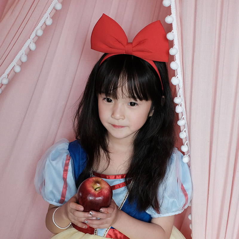 Girls' hair accessories 2022 new children's super fairy red big bow headband foreign style cute Snow White jewelry