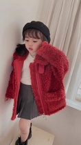 Girls wool coat winter sheep sheared fur one-piece Australian wool foreign style childrens grain velvet fur coat