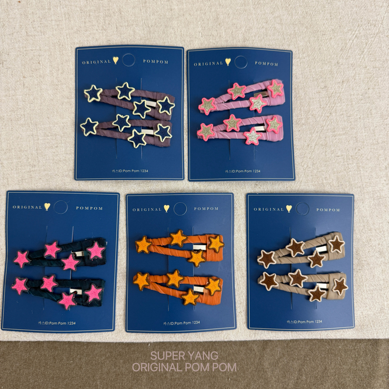 Korean Original Pom Pom2026 Autumn and Winter Series Star Triangle Water Drop Hair Clip Snap Clip Hairpin