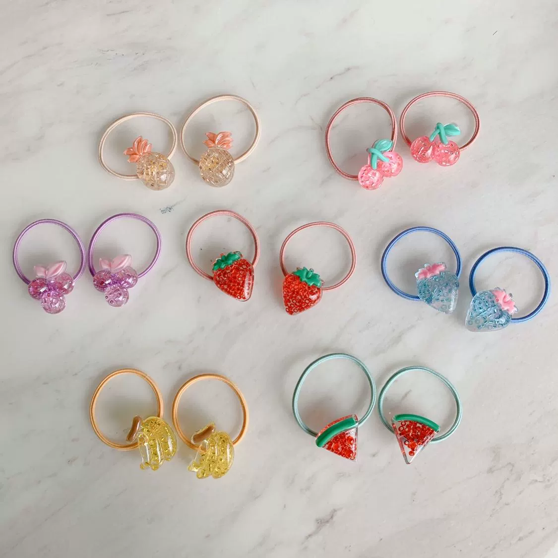 Phụ kiện tóc mới cho trẻ em, loạt hoa quả mới xuân hè, vòng buộc tóc nhỏ co giãn, dây buộc tóc cho bé, dây buộc tóc - Phụ kiện tóc