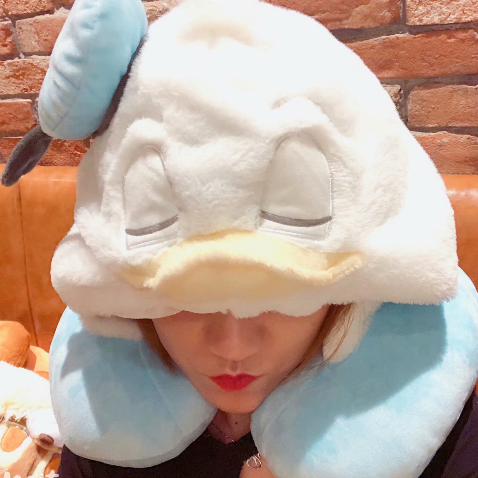 Cute Tang old duck card with cap U type pillow portable travel guard neck plush nap pillows nap pillows for girls to sell cute