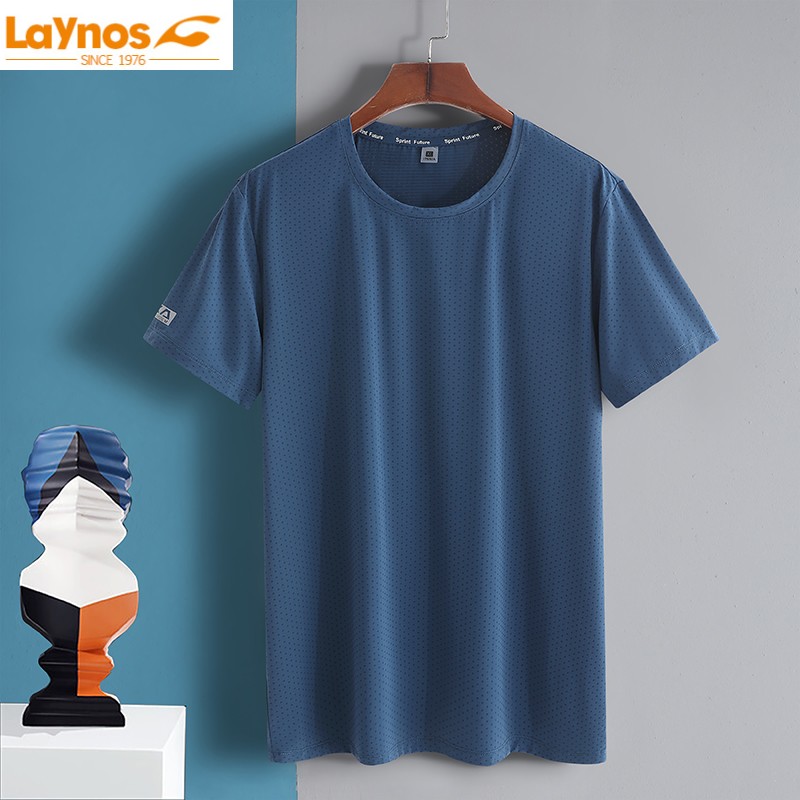 LAYNOS Reynolds outdoor couple nylon ice silk stretch T-shirt men's round neck short-sleeved T-shirt quick-drying sunscreen 78