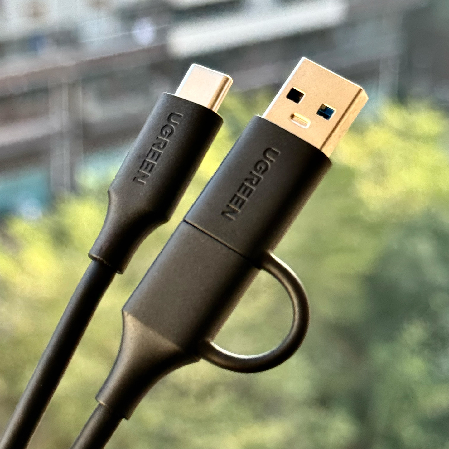 全新原装绿联UGREEN USB3.1 数据线2合1手机PD快充电线双CC线移动硬盘高速传输线10gbs USB C TO USB C CABLE with USB A  Adapter