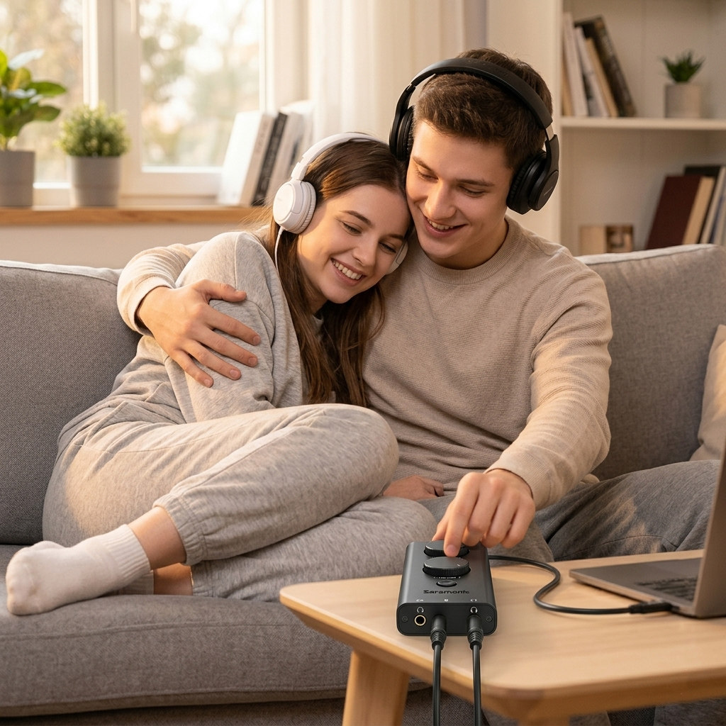 Saramonic SR-EA5降噪声卡-45dB硬件主动降噪 双耳机监听，手机/电脑/PS4/Switch通用USB-C外置声卡（Noise Reduction, Mute, Volume Control）