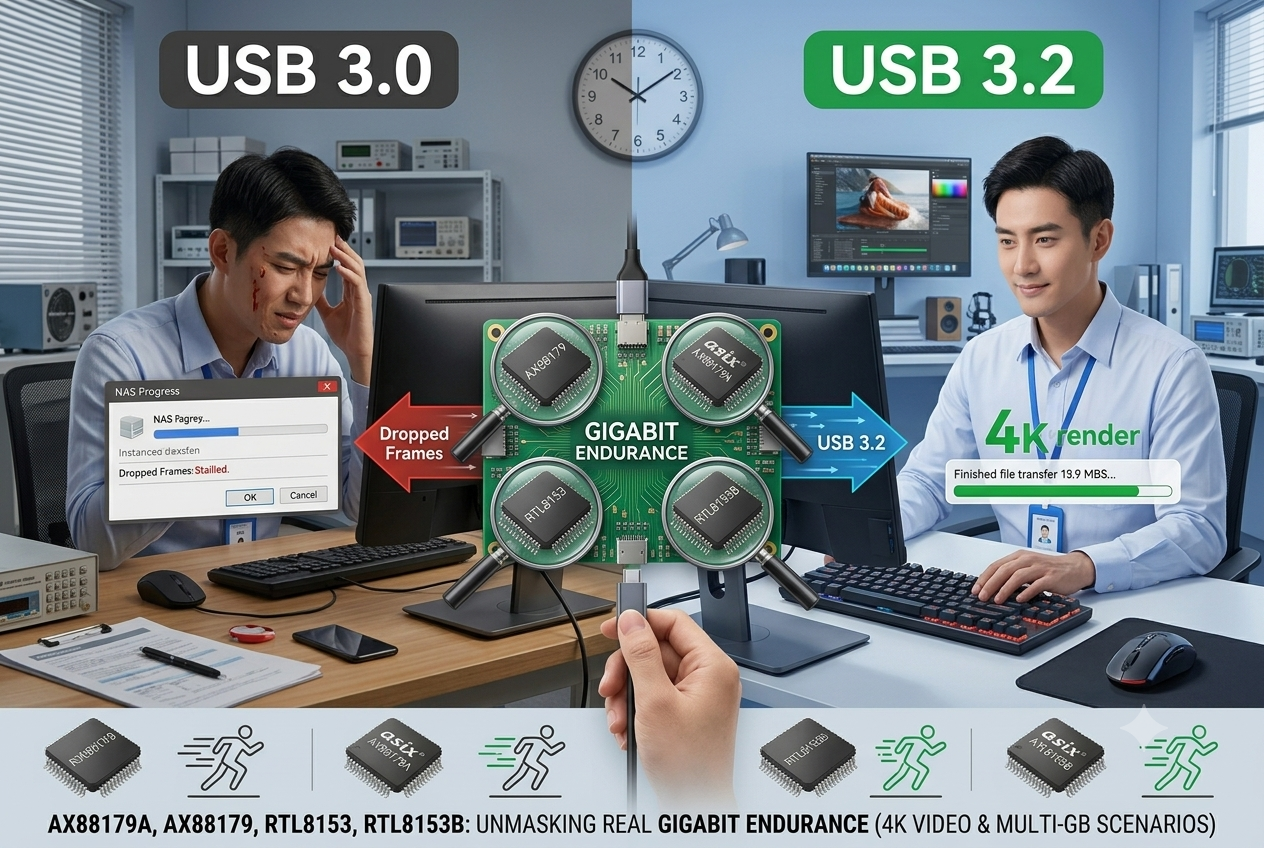 USB千兆网卡芯片大比拼：AX88179A、AX88179、RTL8153和RTL8153B谁才是真正的硬核玩家？