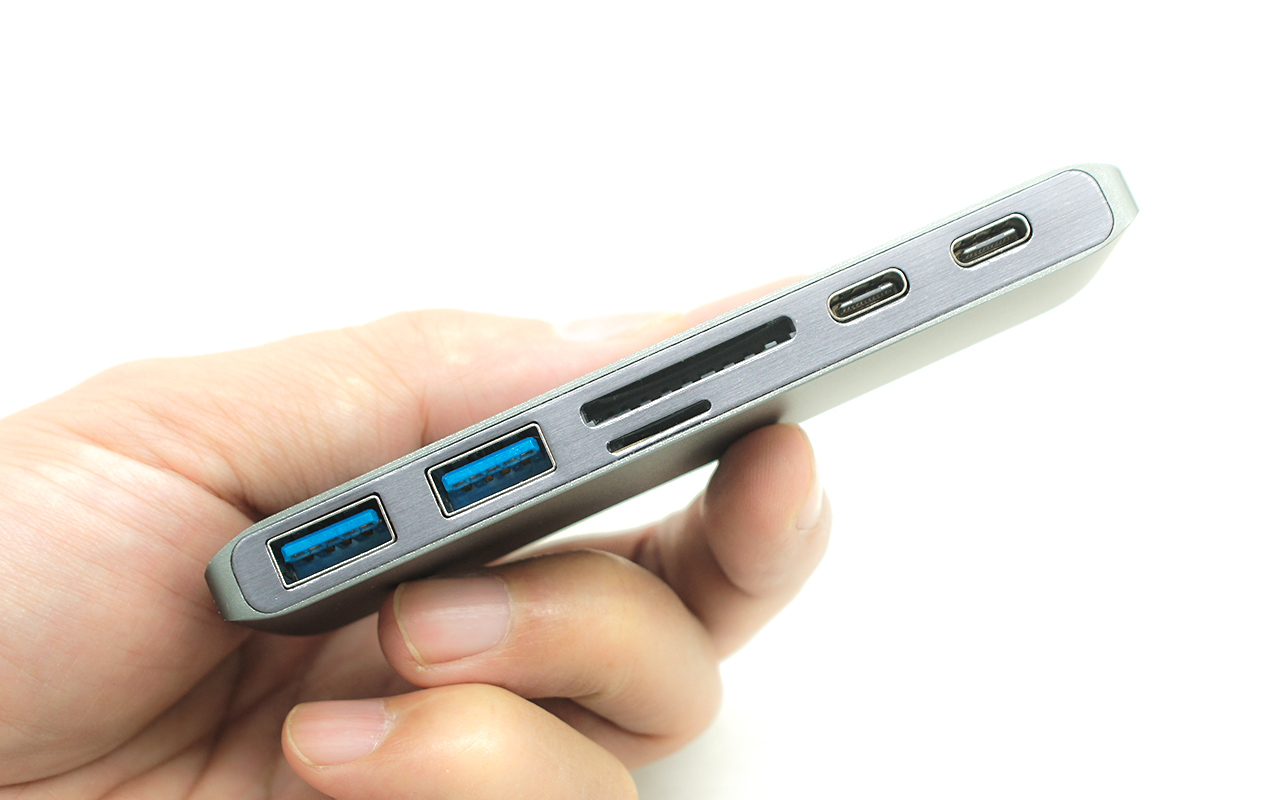 领英Genesys双Type C Hub 集线器扩展器转接器适用于MacBook Pro/Air 2016-2021款40Gbs Thunderbolt 3直通充电/ 带2个USB 3.0 / TF和SD 读卡器