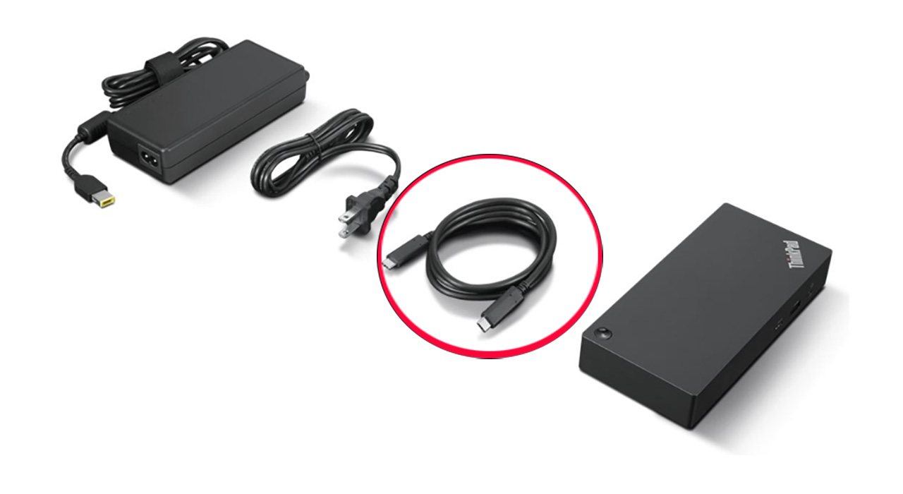 FRU 5C11B41472 联想ThinkPad Universal USB-C Dock同轴数据线 被动式20G雷电3霹雳3 100W 5A 4K 5K 8K 60HZ Lenovo USB-C Cable 4X90U90619 SC11B41470 1 Meter Length Black