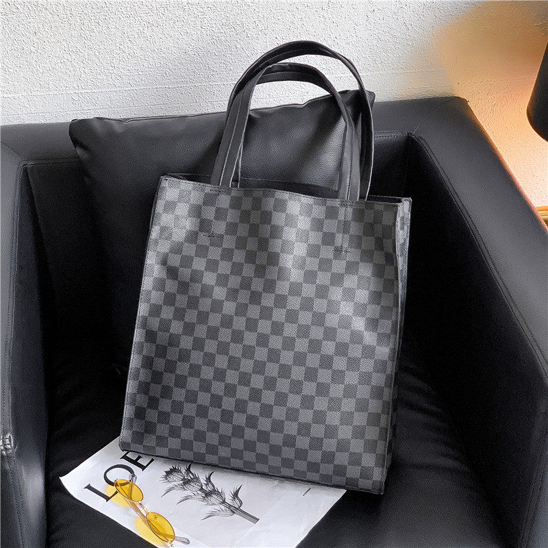 South Korea Trend Leisure Briefcase Brief Wind Men And Women Handbag Harp-Bag Harp-Bag Single Shoulder Bag Cortical Plaid Bag
