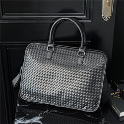 2024 new woven handbag Korean style bag casual business shoulder bag crossbody bag briefcase computer bag