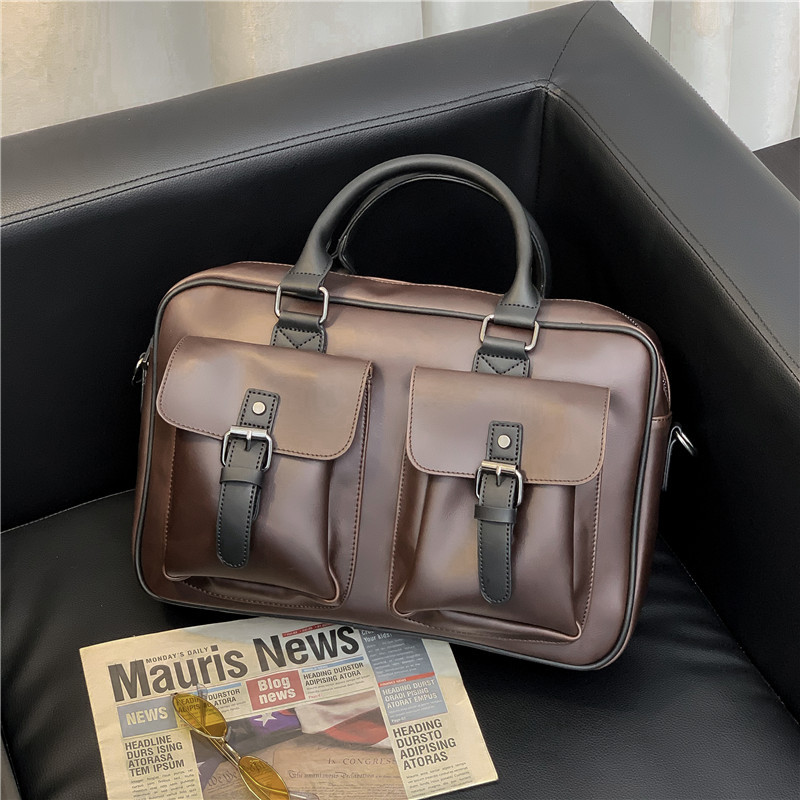 Retro Men Mad Horse PU Leather File Bag Ipad Postman Bag Hand Man Style Briefcase Single Shoulder Personality Diagonal Satchel Bag