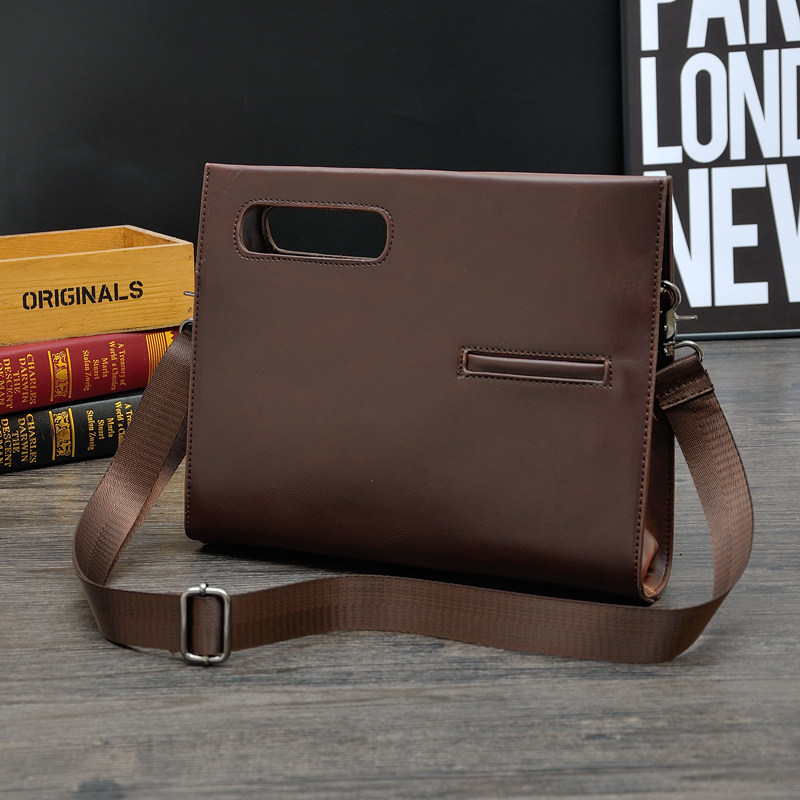 2021 new crazy horse leather clutch bag shoulder IPAD bag ENVELOPE bag A4 file bag vintage PU leather handbag men