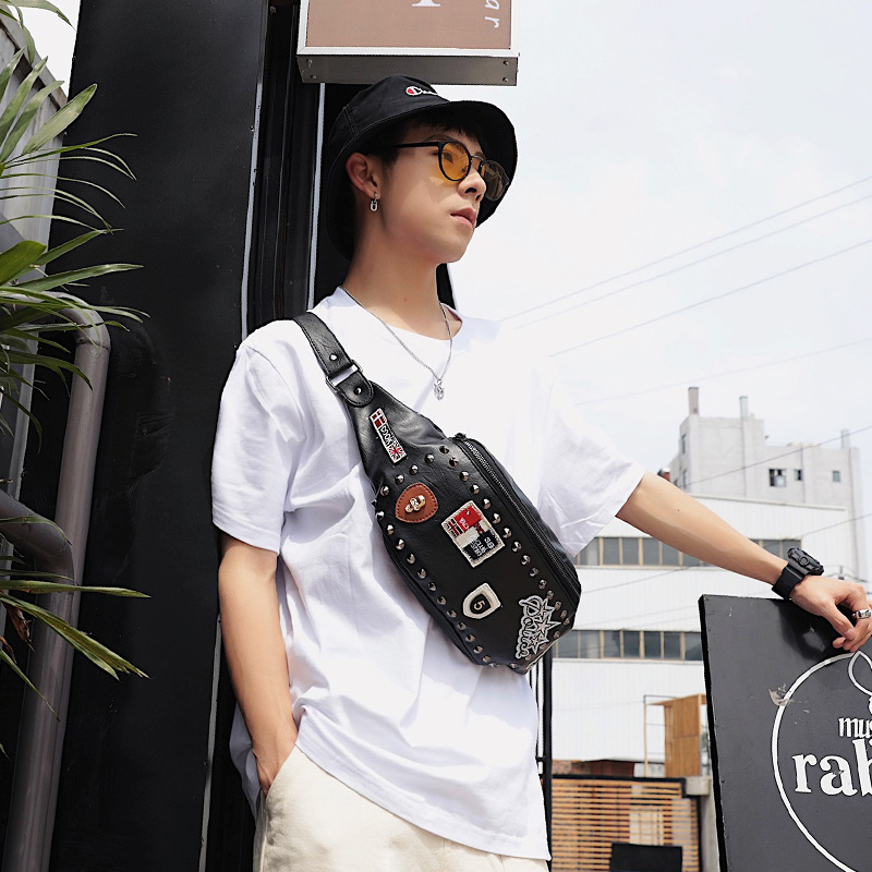 Tide brand couple personality chest bag fashion Korean version of the street badge Tide men shoulder bag leisure sports cycling bag