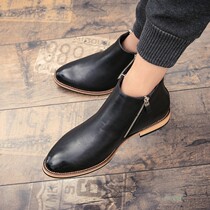 Tooling Boots Autumn Winter Mens Shoes Inlen Short Boots High Bunch Shoes Retro Leather Boots Soft Leather Low Cylinder Martin Boots