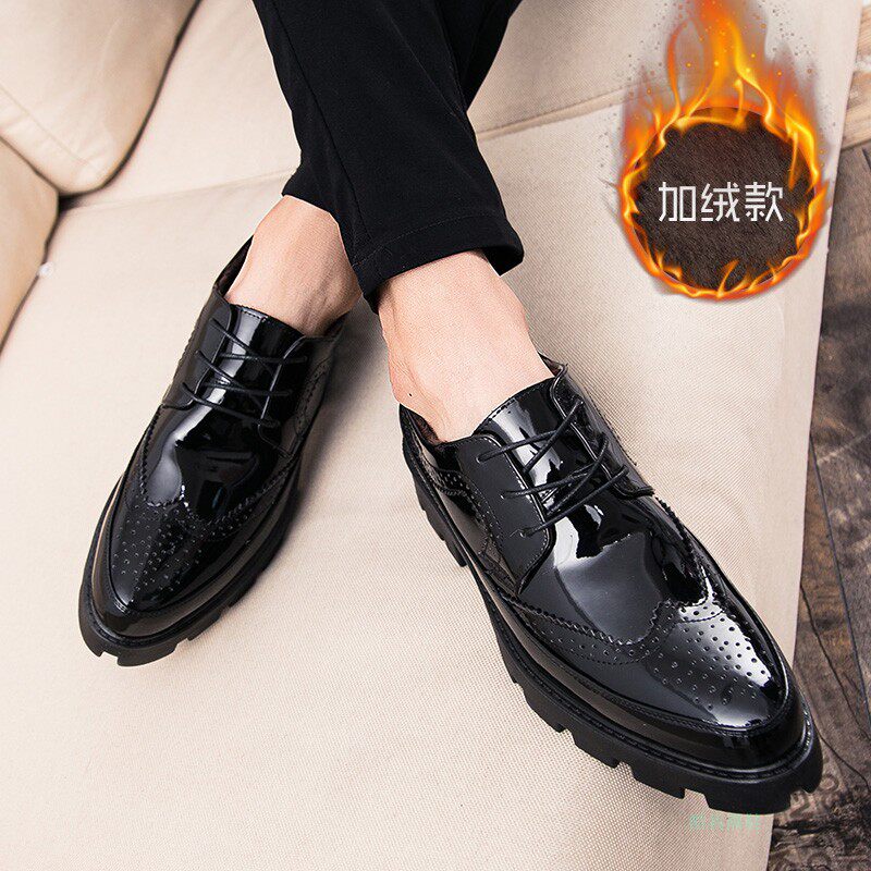 Inside heightening men's shoes 8cm Business positive clothing Leather Shoes Men's Suede Thick Bottom Trendy Men Heightening 10cm Shoes Plus Cotton Shoes