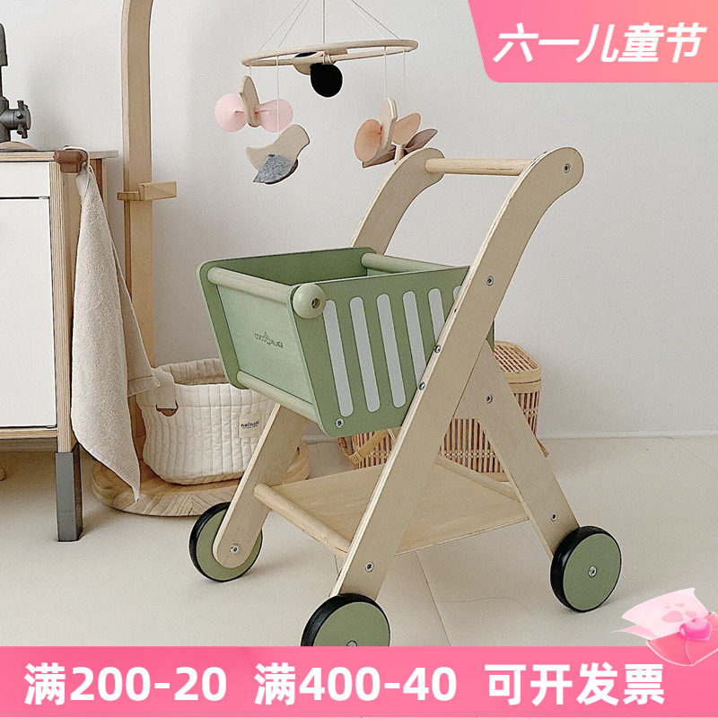 Children emulation shopping cart Fancy Dress Home Wine Interactive Toy Boy Girl with Cechele Bricks Trolley