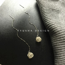 TYUSHA design S925 sterling silver wool ball earrings ear hanging female wild Super Foreign Air