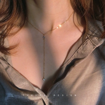 TYUSHA small sexy American imported 14K gold inlaid Diamond Y necklace choker medium and long sweater chain