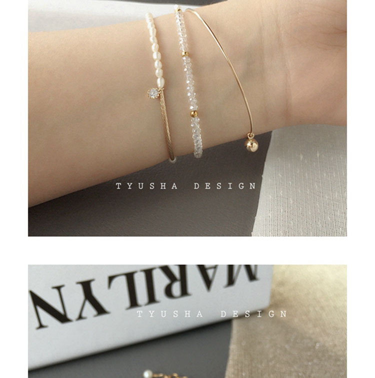 Thiết kế TYUSHA Natural Millet Ngọc trai nước ngọt Bracelet 14K vàng kim cương ngọc trai ngọt Bracelet