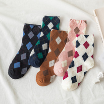 Nuts mommy plaid socks female Korean Japanese Spring and Autumn Winter British wind students winter socks ins tide