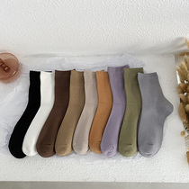 Nuts mommy pure socks childrens mid-tube socks Spring and autumn cotton black stockings with leather shoes Korean Japanese stockings