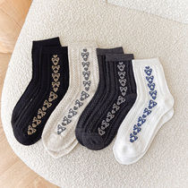 Nut Moms Numb Flowers Butterfly Knot Socks Children Spring Summer Wins Season of Pure Cotton Retro Net Red Basket Socks