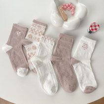 Nuts Mommy Hollowed-out Long Silo Socks Childrens Chains Chauchio Summer Summer Pure Cotton Breathable Pink Midbarrel Socks