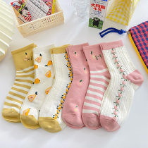 Nuts mommy fruit socks childrens tide spring autumn cute pink Japanese Korean summer thin socks
