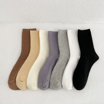 Nuts mommy pure color stacking socks female spring and autumn cotton Joker Korean Japanese socks children Students