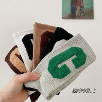 Nuts Mommy C Letters Socks Children Ins Tide Spring Summer South Korea Nets Red pure cotton midbarrel socks with shark pants
