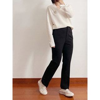 Anna's Must-Have Black Pants: Easy to Care For, Wrinkle-Resistant, Super Stretchy, Slimming, Height-Enhancing, Flared Nine-Point Length Pants for Commuting