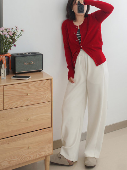 Anna's Versatile Pear-Shaped Body Slimming Elastic Waist Straight-Leg Casual Versatile Sweatpants