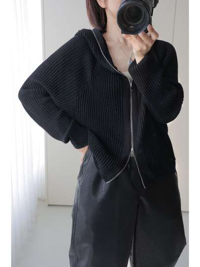 Anna Kengen, Smiling Like the Spring Breeze, German Yangzi Super120 Wool Hooded Double-Zip Loose Cardigan 300g