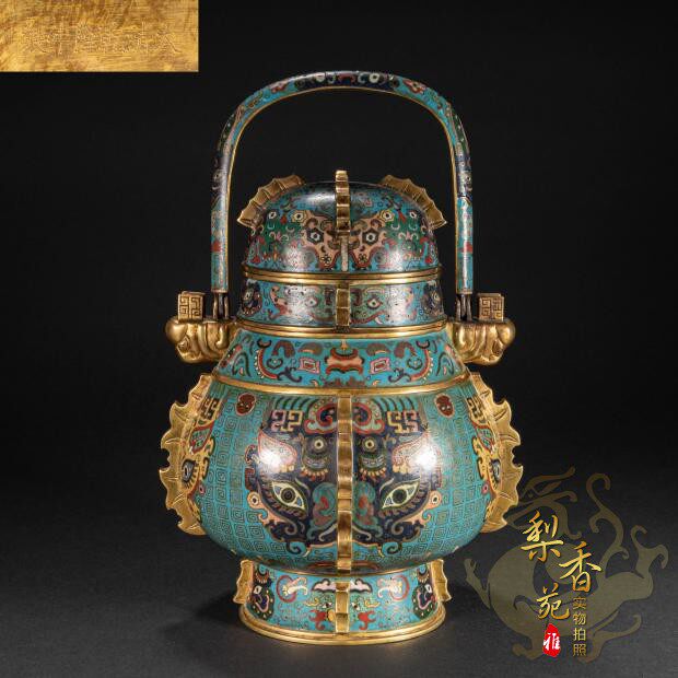工芸品 『清・銅製・景泰藍・琺瑯彩・七寶燒・花卉紋・高杯・酒杯・酒