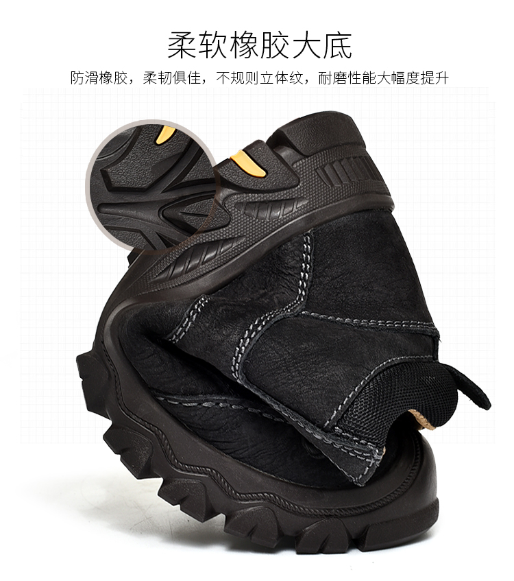 Giày đi bộ lạc đà miền Tây cộng với giày nhung cotton da nam chống trượt mùa đông ấm áp cho nam giày tuyết ngoài trời - Khởi động ngoài trời martin giày