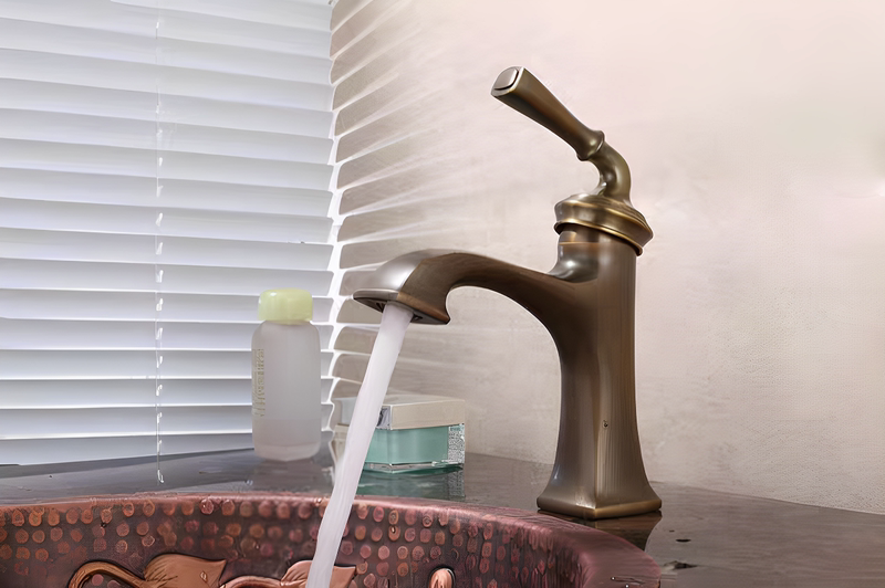 Retro Faucet, Antique Bronze Washbasin Faucet, Bronze Hot and Cold Water Basin Faucet, Countertop Basin Heightening