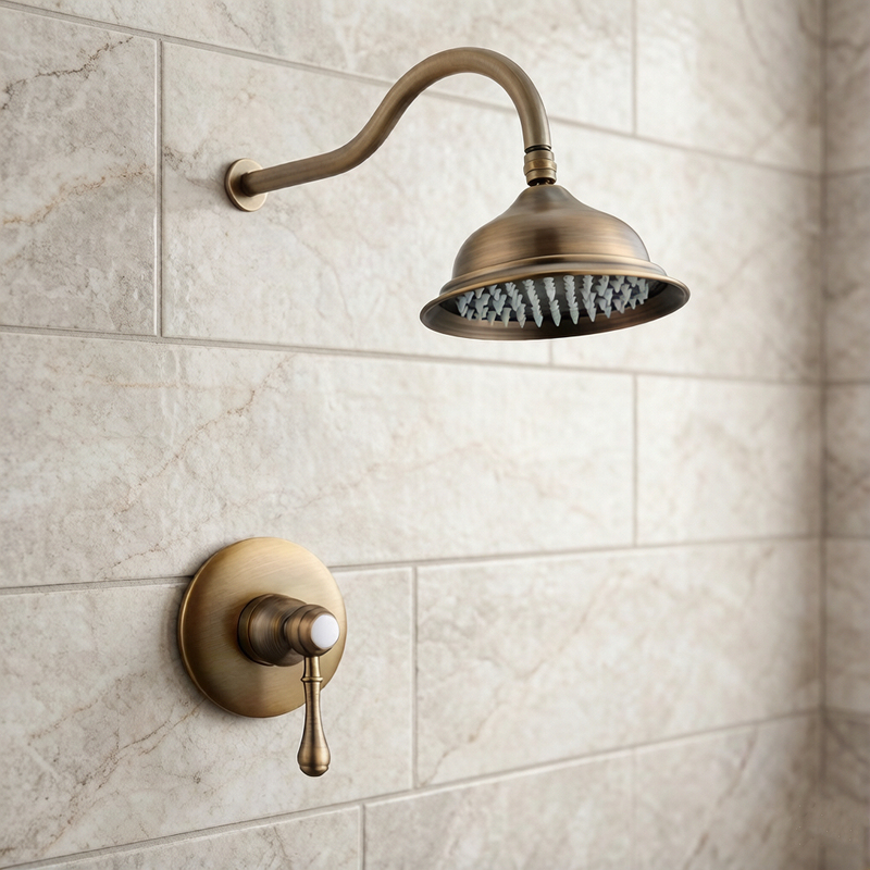 In-Wall Retro Style Concealed Shower Faucet Antique Bronze Color Pre-Embedded Wall Shower Faucet