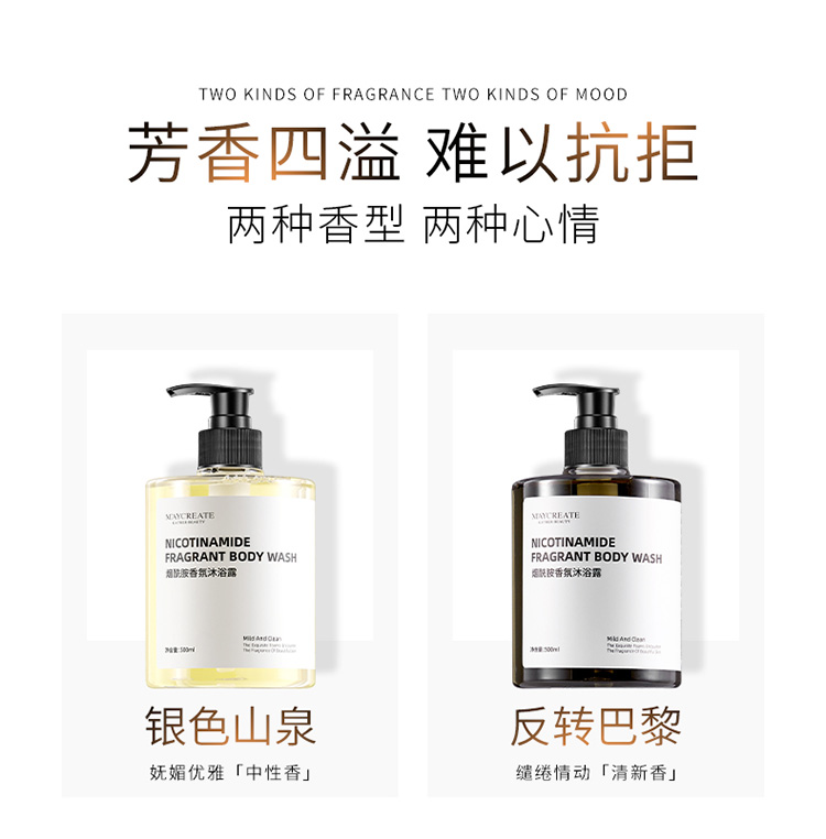 Sữa tắm thơm Niacinamide 500ml, nổi da gà, lưu hương lâu, dành cho gia đình, dung tích lớn sữa tắm thảo dược cho bé