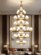 New Chinese-Style All-Copper Solid Wood Duplex Living Room Large Chandelier, Luxurious and Grand Villa Staircase Mezzanine Hollow Hall Light