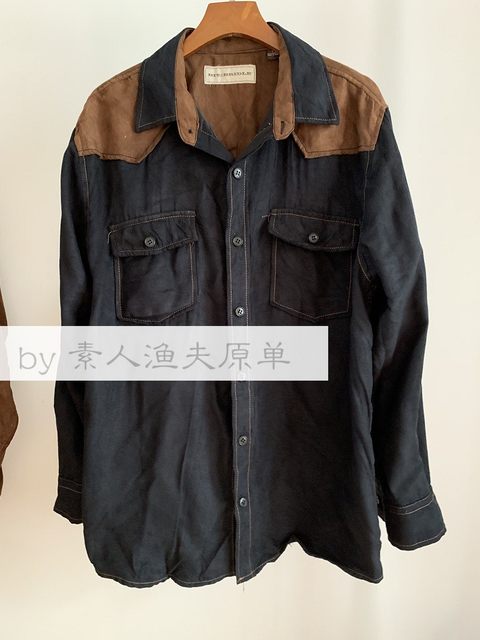 Exported to Europe and the United States single men's spring and autumn shirt western denim style suede outdoor retro long-sleeved shirt loose