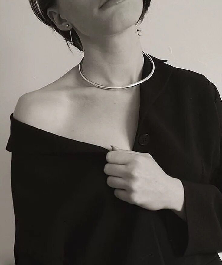 "Designer Recommendation" Silver Ring Heavy Industry S925 Silver Choker/Collarbone Chain - French Minimalist Style, Niche, Elegant and Cool