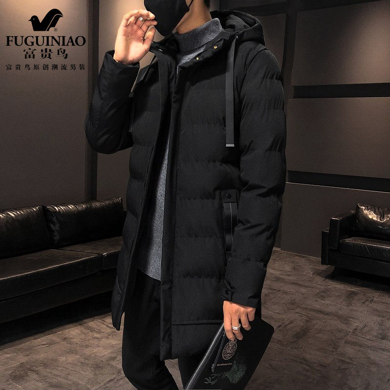 Rich Bird mid-length version down cotton clothing men's winter new trend loose plus down thick cotton jacket hooded jacket