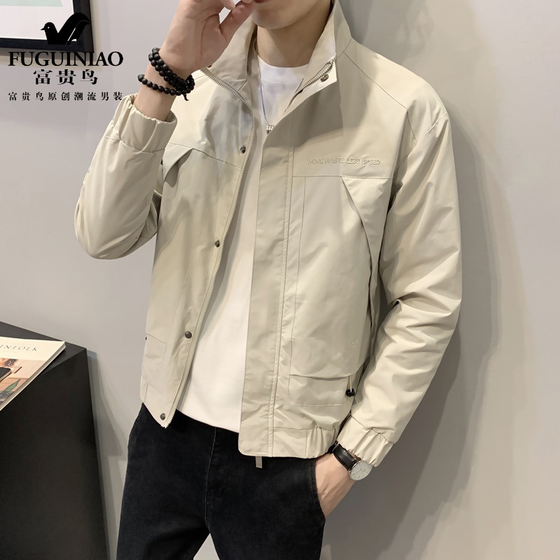 Rich Your Birds 2021 Fall New Men's Jacket Casual Handsome for the Han Edition Trend 100 Lap Jacket Stand-up Collar