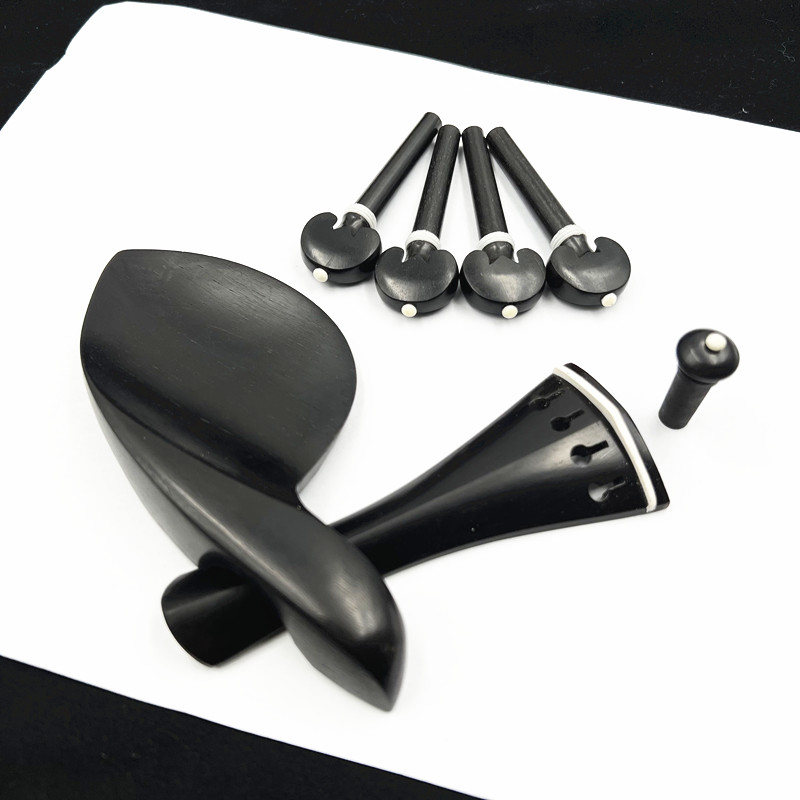 4 4 Violin accessories ebony inlaid oxbone accessories piano shaft pull string board chickle support tail column full set of accessories