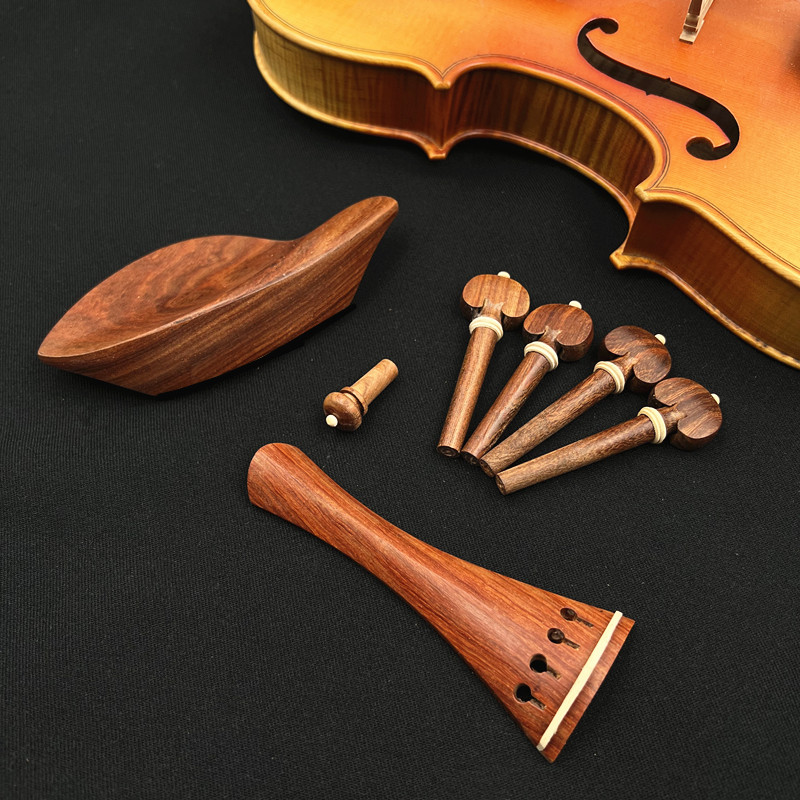 A complete set of 4 4 violin accessories, red rosewood violin accessories, but bridge chin rest, piano shaft, tailpiece, tail post - Taobao
