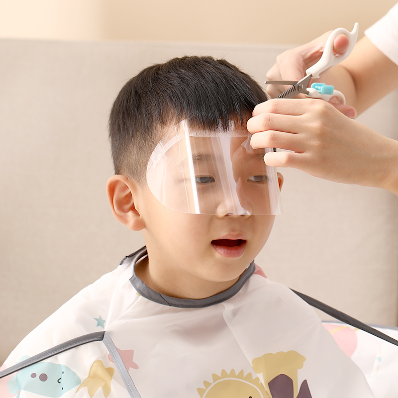 fasola Children cut Liu Haishen Disposable Transparent Shield Face Mask Liu Hai Patch Beauty Haircut Face Hood-Taobao